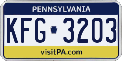PA license plate KFG3203