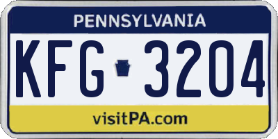 PA license plate KFG3204