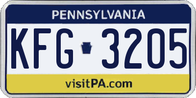 PA license plate KFG3205