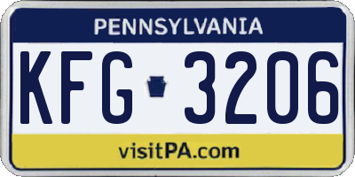 PA license plate KFG3206