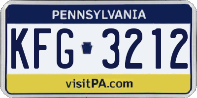 PA license plate KFG3212