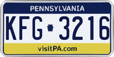 PA license plate KFG3216