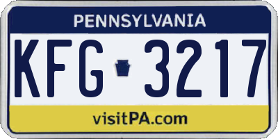 PA license plate KFG3217