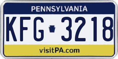 PA license plate KFG3218