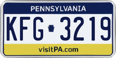 PA license plate KFG3219