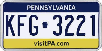 PA license plate KFG3221