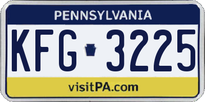 PA license plate KFG3225