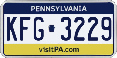 PA license plate KFG3229