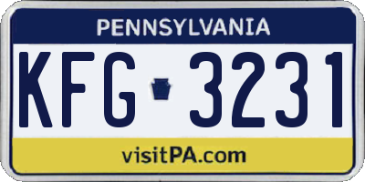 PA license plate KFG3231
