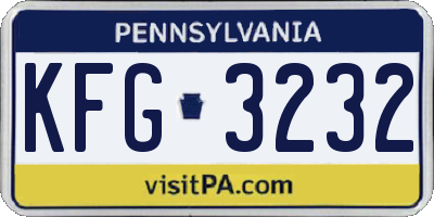 PA license plate KFG3232