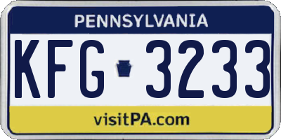 PA license plate KFG3233