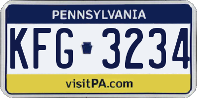 PA license plate KFG3234