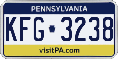 PA license plate KFG3238