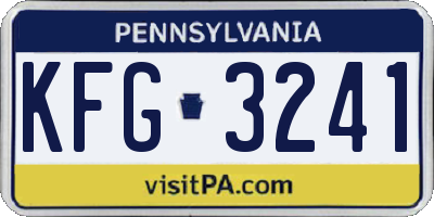 PA license plate KFG3241