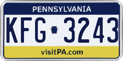 PA license plate KFG3243