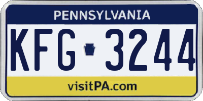 PA license plate KFG3244