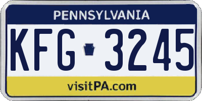 PA license plate KFG3245