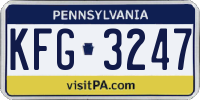 PA license plate KFG3247