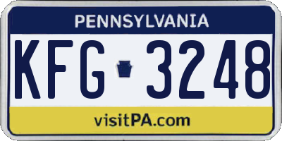PA license plate KFG3248