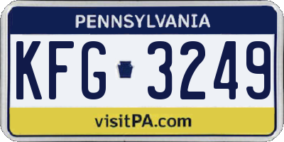 PA license plate KFG3249