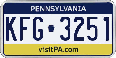 PA license plate KFG3251