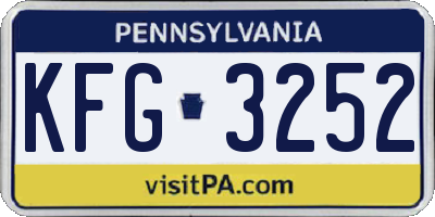 PA license plate KFG3252