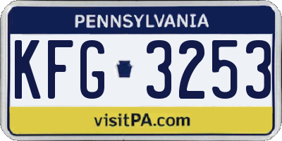PA license plate KFG3253