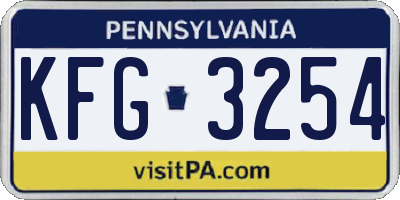 PA license plate KFG3254