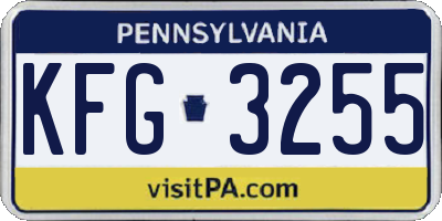 PA license plate KFG3255