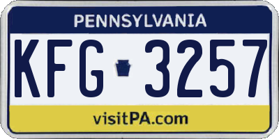 PA license plate KFG3257
