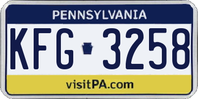 PA license plate KFG3258