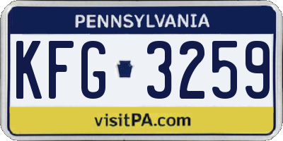 PA license plate KFG3259