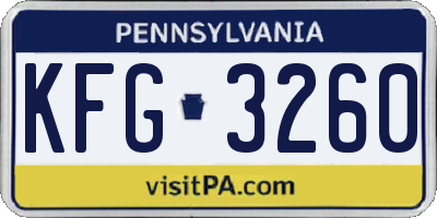 PA license plate KFG3260