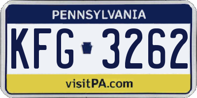 PA license plate KFG3262