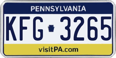 PA license plate KFG3265