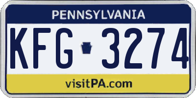 PA license plate KFG3274
