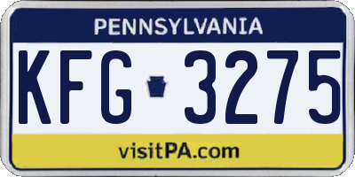 PA license plate KFG3275
