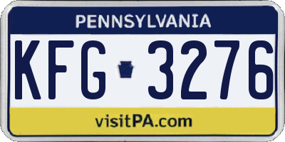 PA license plate KFG3276