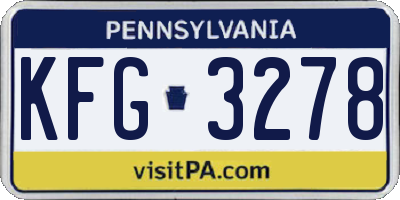 PA license plate KFG3278