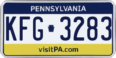 PA license plate KFG3283