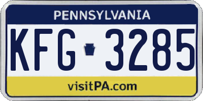 PA license plate KFG3285
