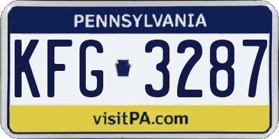 PA license plate KFG3287