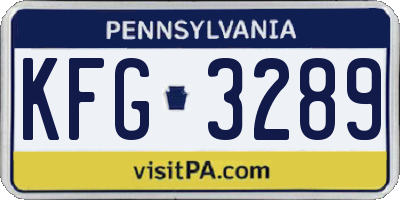 PA license plate KFG3289