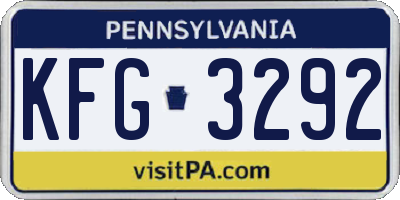 PA license plate KFG3292