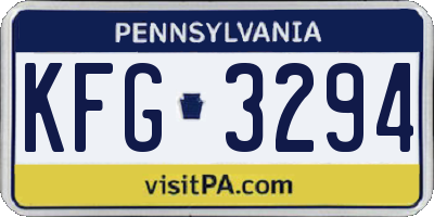 PA license plate KFG3294
