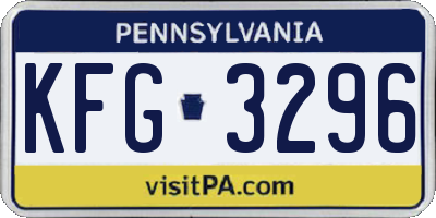 PA license plate KFG3296