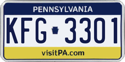 PA license plate KFG3301
