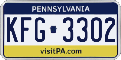 PA license plate KFG3302