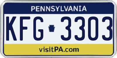 PA license plate KFG3303