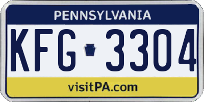 PA license plate KFG3304
